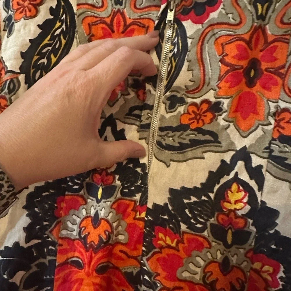 J‎ Crew Dress 100% Linen Floral Shift Dress with Pockets. Size 4.